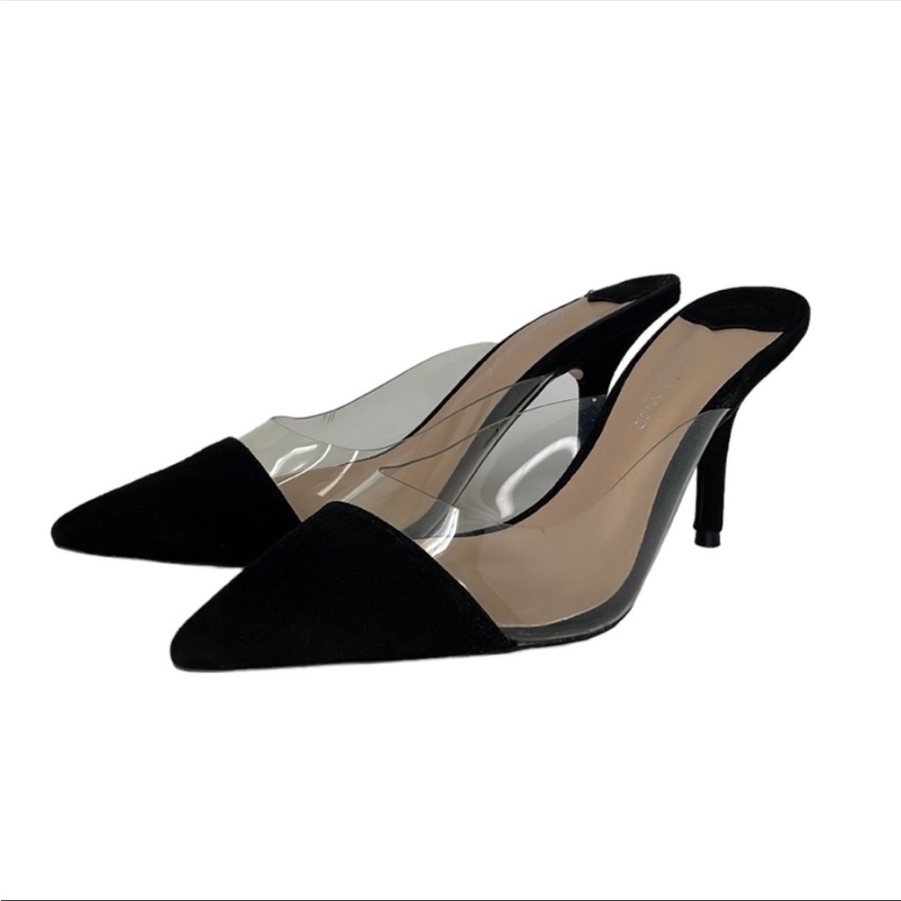 Tony Bianco Shoes Heels Mules Black Transparent Clear Leather Size 8